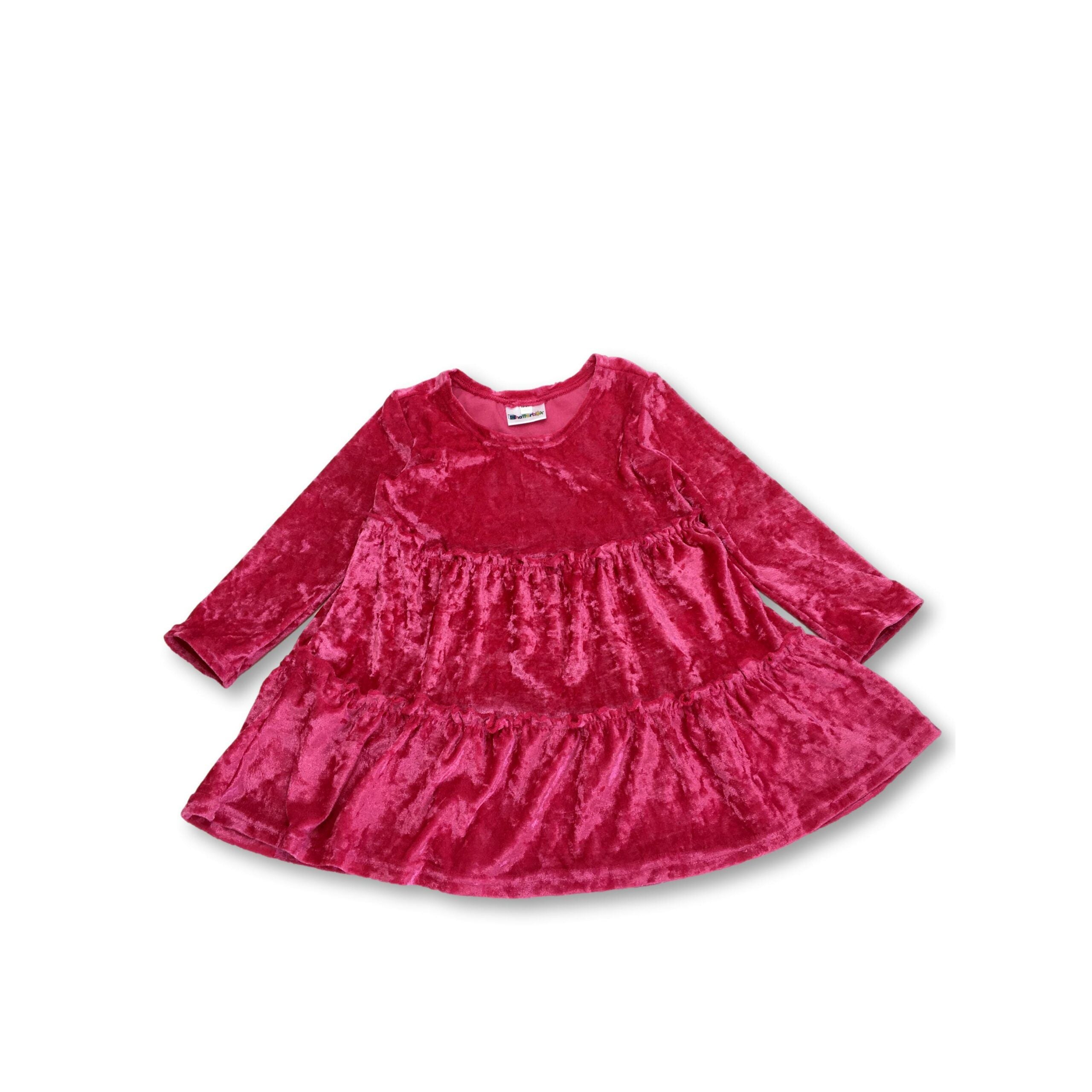 18-24M Pink Velvet Tiered Dress - Chatterbox
