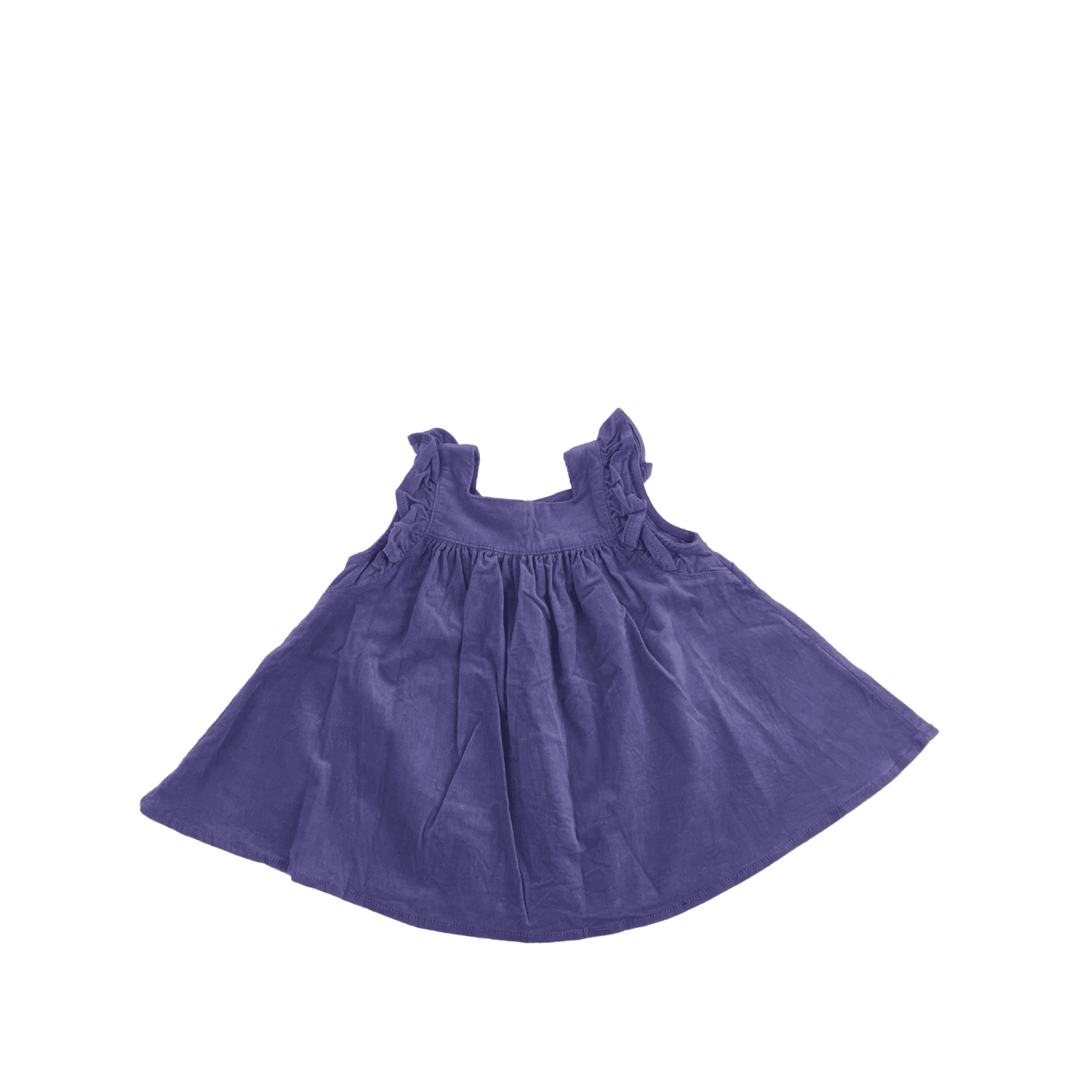 0-3M Lilac Corduroy Frill Sleeve Dress - Cotton On