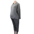 Large - Grey Soft Knit Ribbed Maternity Sweater & Jogger Set - Aneenhenze