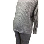 Large - Grey Soft Knit Ribbed Maternity Sweater & Jogger Set - Aneenhenze