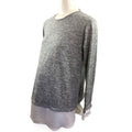 Large - Grey Soft Knit Sweater With Chiffon Details - Cherry Melon