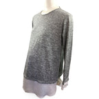 Large - Grey Soft Knit Sweater With Chiffon Details - Cherry Melon