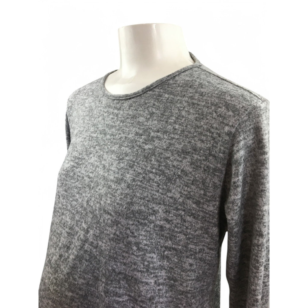 Large - Grey Soft Knit Sweater With Chiffon Details - Cherry Melon
