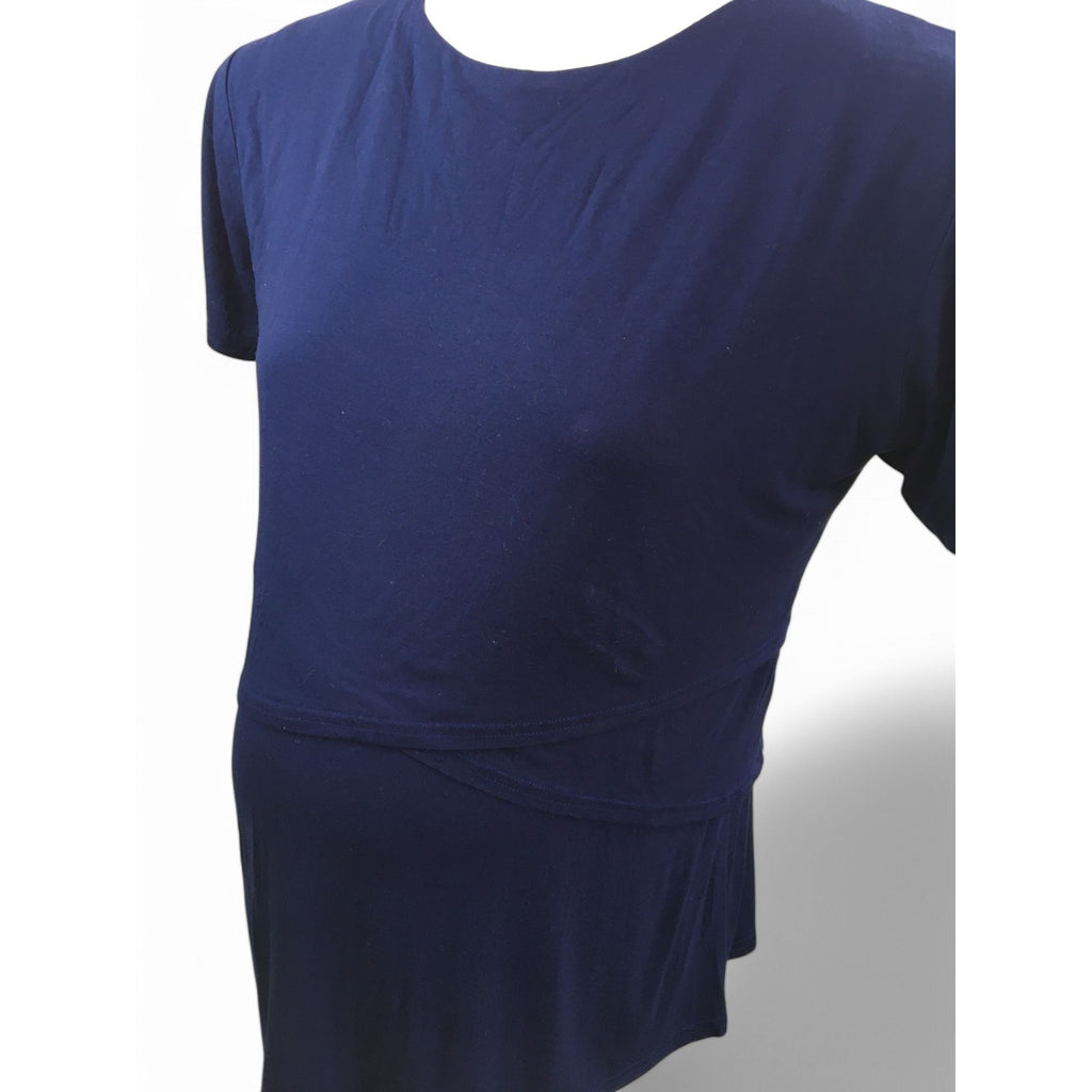 Large - Dark Blue Maternity & Nursing Tulip Top - Aneenhenze