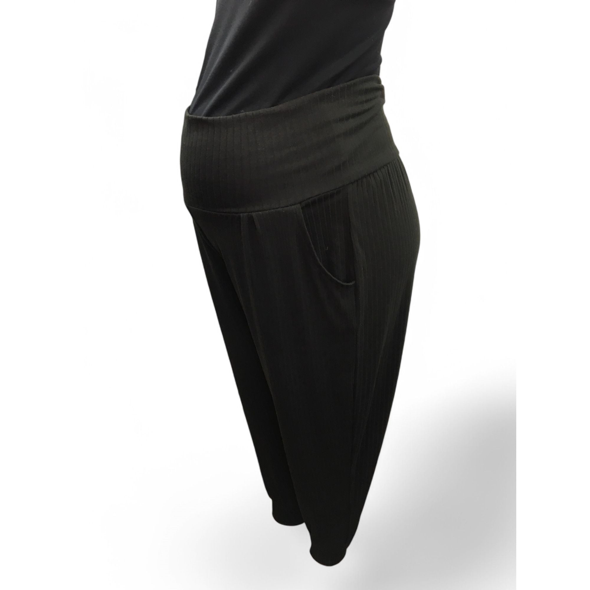 Large - Black Ribbed Lounge Pants - Aneenhenze