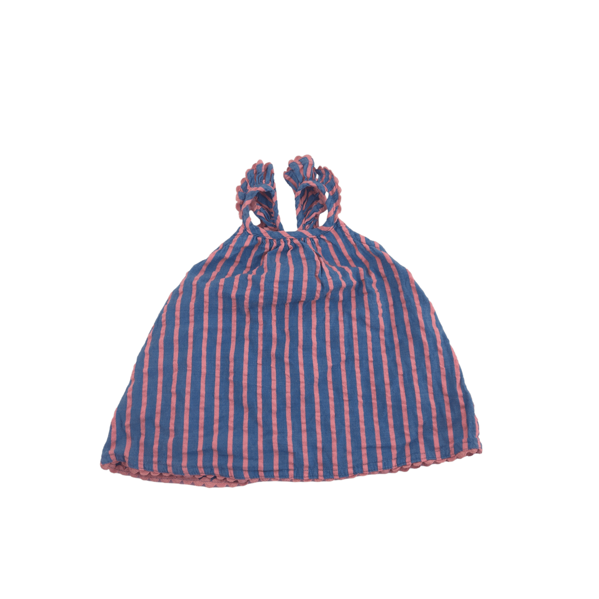 1-3M Cornflower Blue & Pink Stripe Frill Tunic - Woolworths
