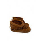 Size 1 - Tan Faux Suede Mocassin Booties - Minne Tonka