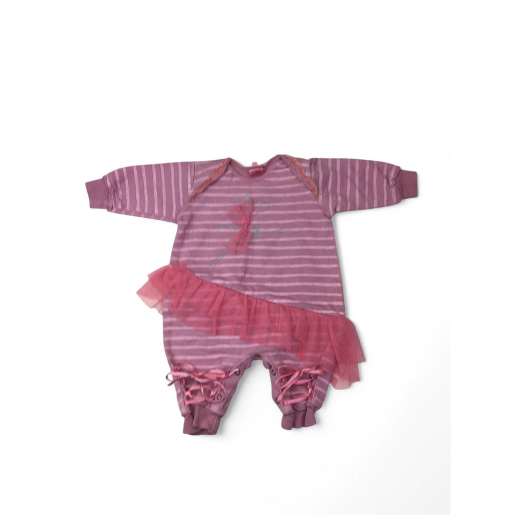 3-6M Pink Ballerina Style Footless Onesie - Infamiss