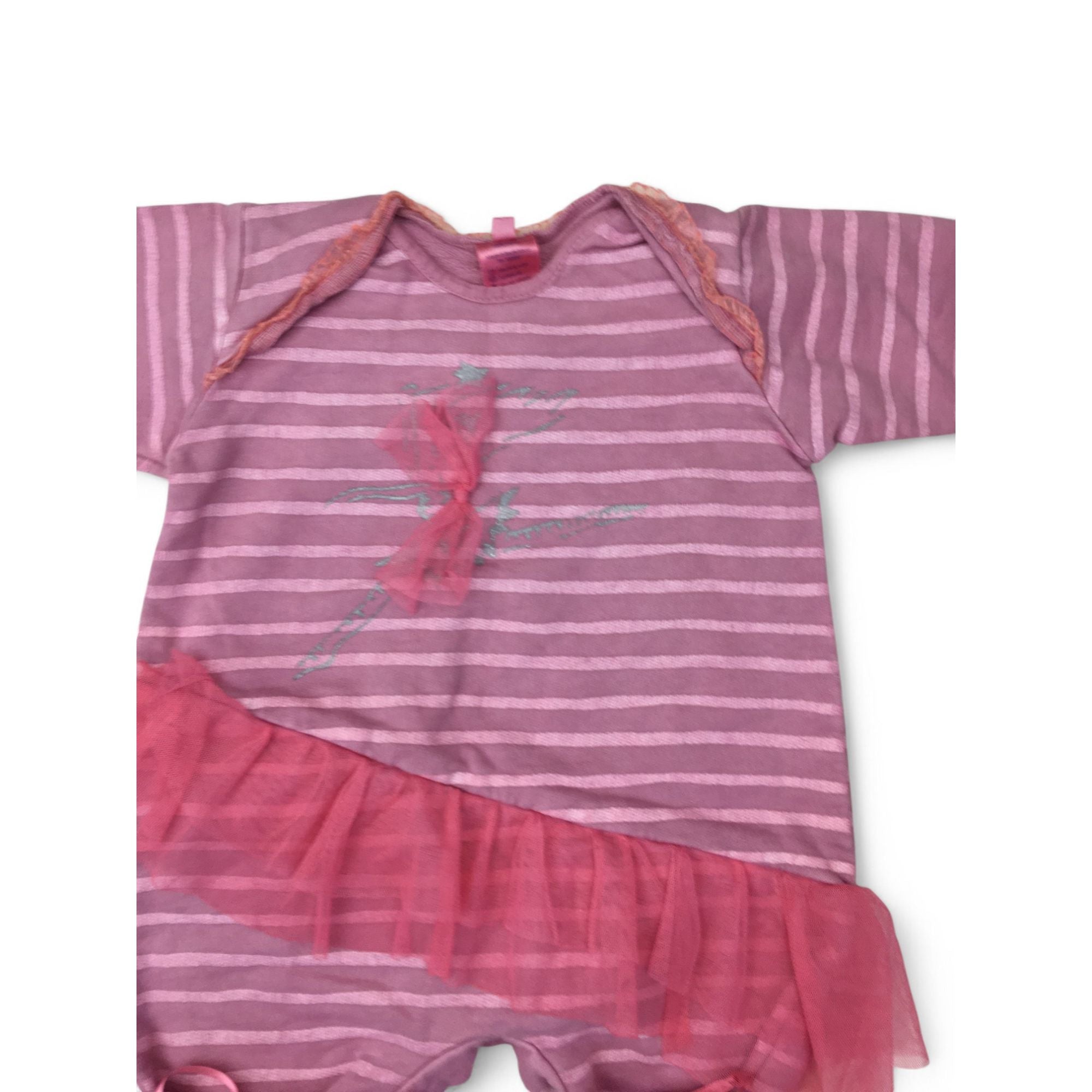 3-6M Pink Ballerina Style Footless Onesie - Infamiss