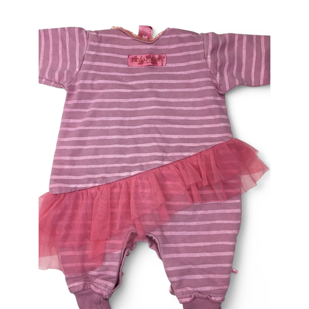 3-6M Pink Ballerina Style Footless Onesie - Infamiss