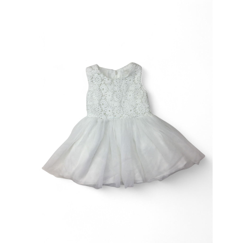 3-6M White Crochet & Tulle Dress - Jet