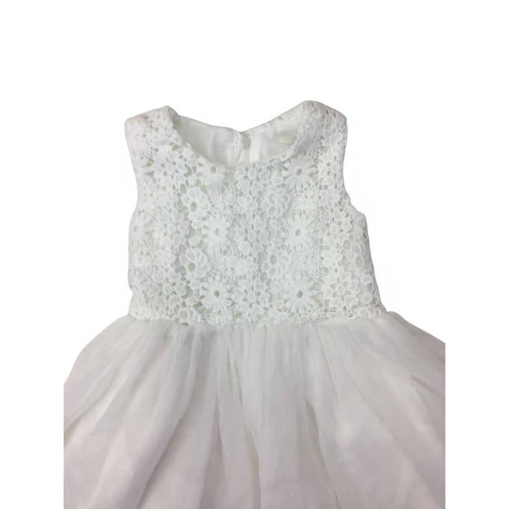 3-6M White Crochet & Tulle Dress - Jet