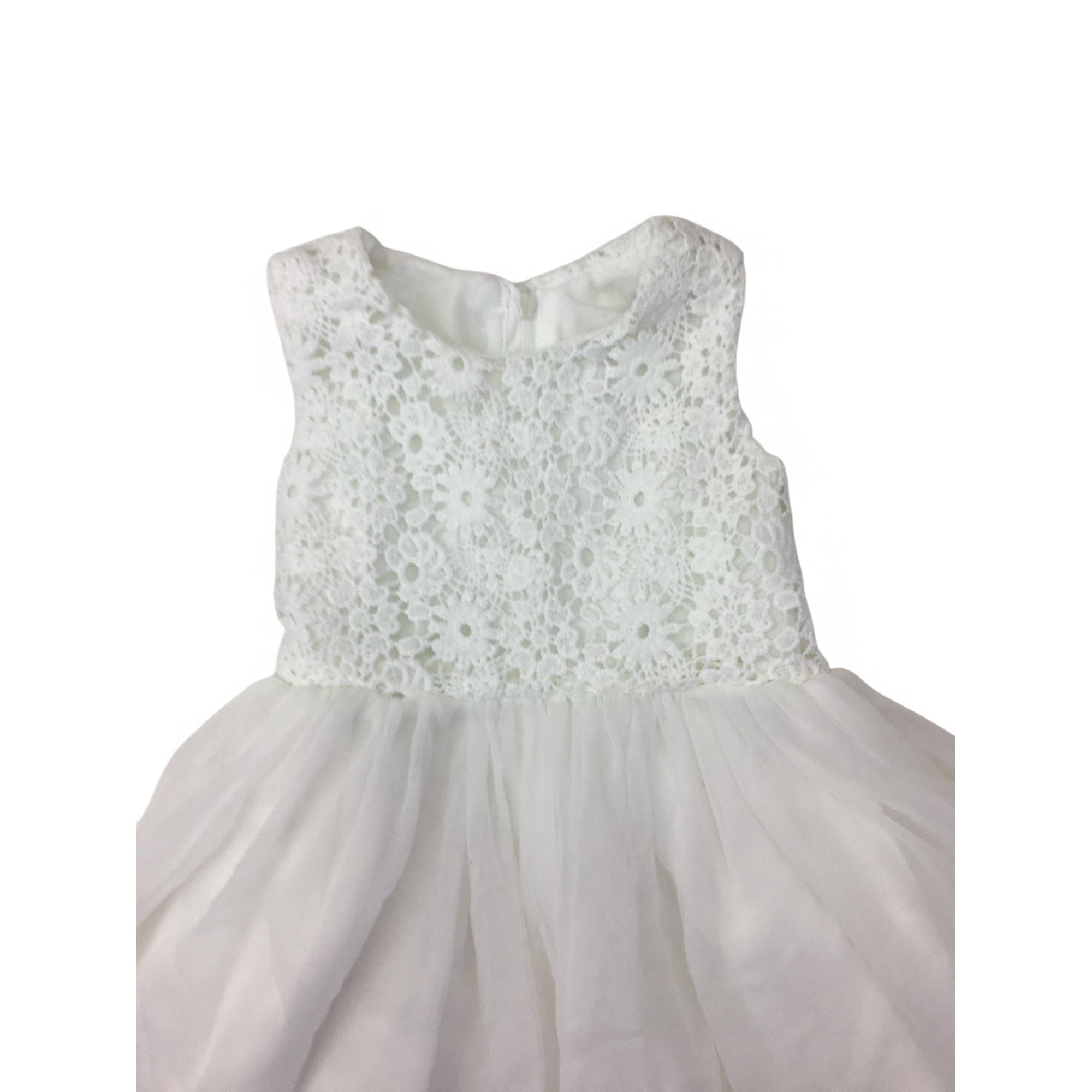 3-6M White Crochet & Tulle Dress - Jet