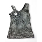 2-3Y Silver Pleated One Shoulder Top