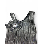 2-3Y Silver Pleated One Shoulder Top