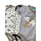 0-3M Grey, White & Beige Animal Bodysuits - Ackermans