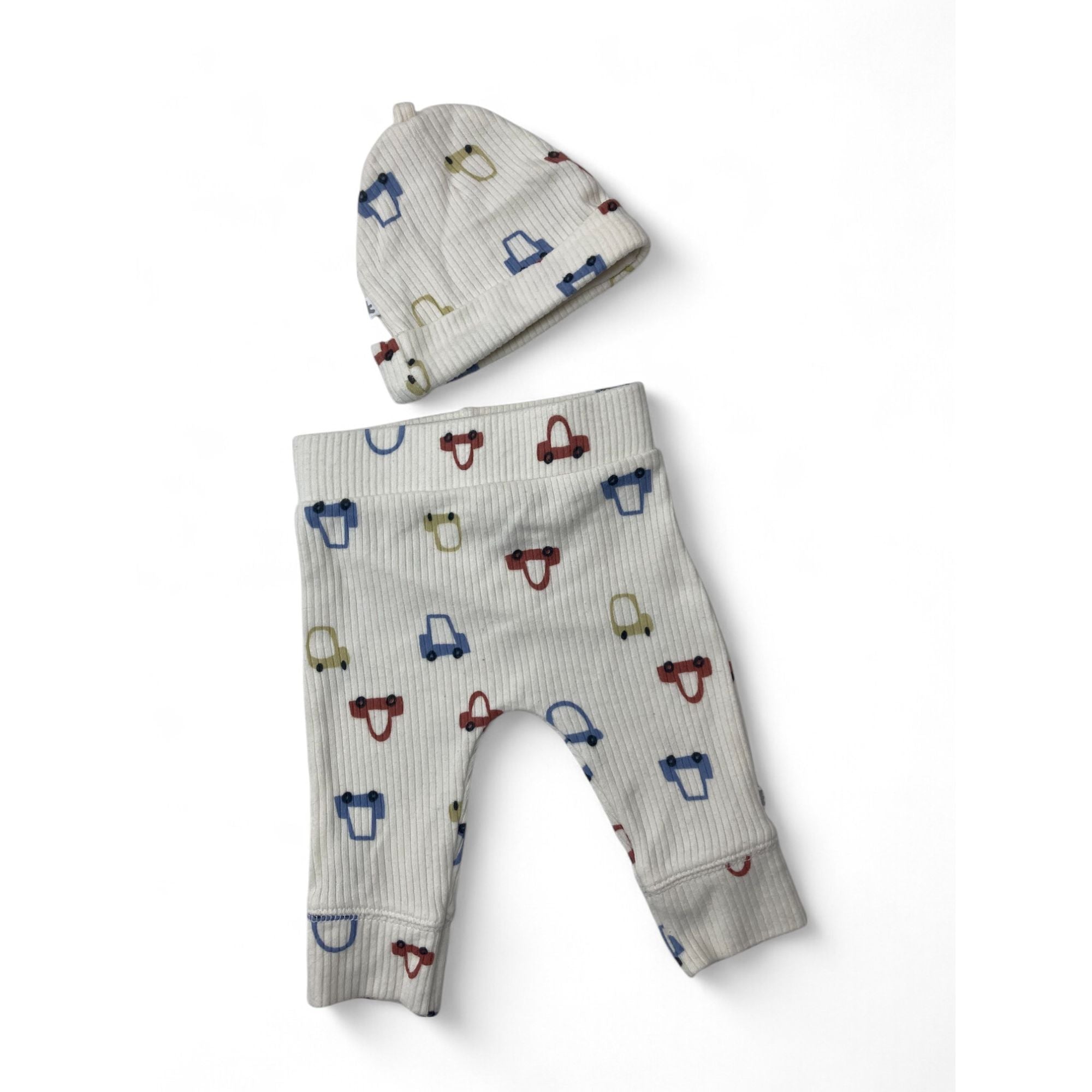 1-3M Cream Ribbed Car Leggings & Beanie - Woolworths