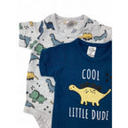 Newborn Navy Blue & Grey Dinosaur Bodysuits - Tiny Tots