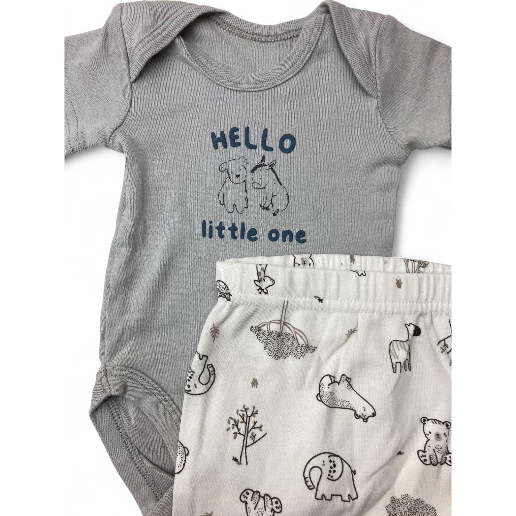 Newborn Grey & Cream Bear Bodysuit & Leggings - Woolworths