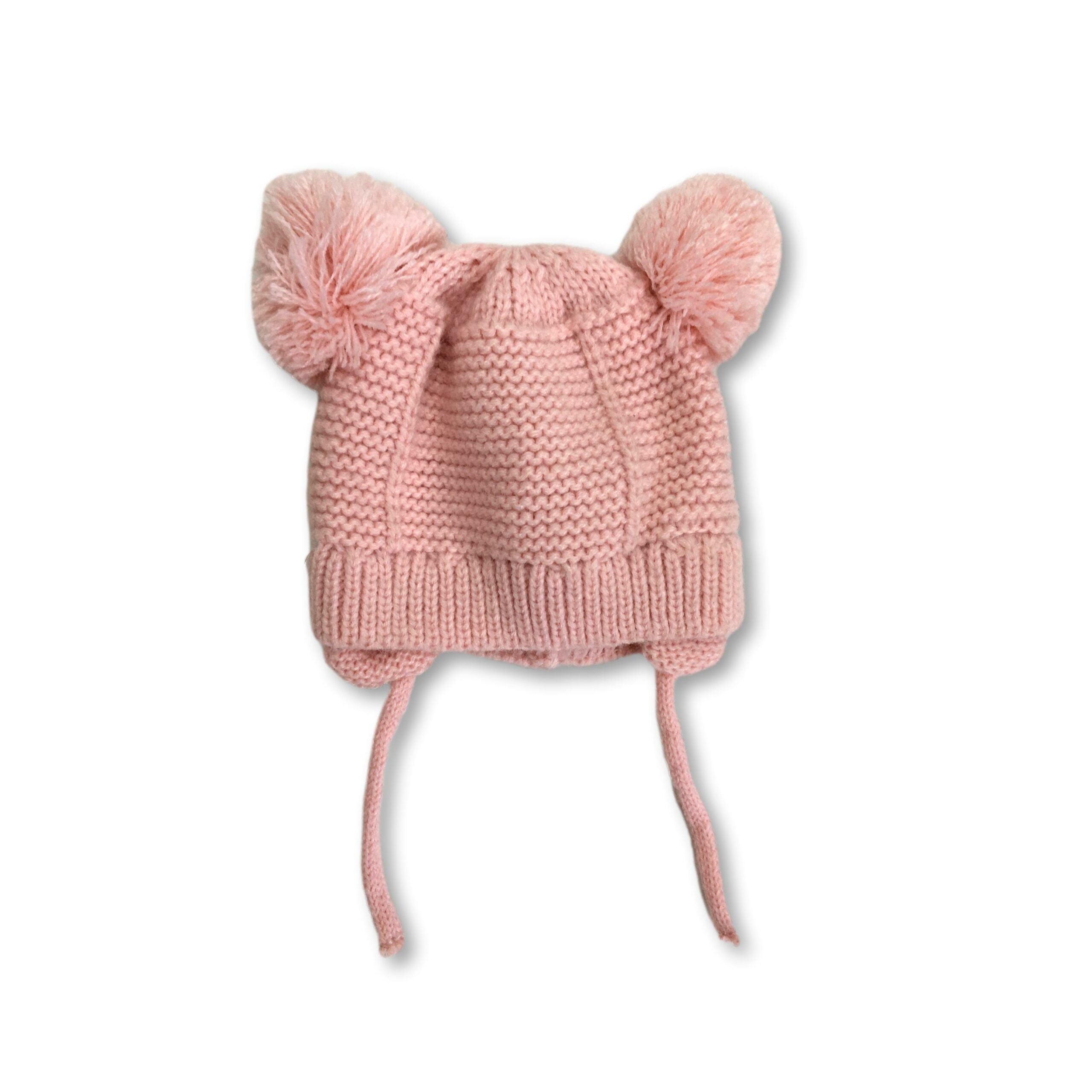 0-3M Light Pink Knit Trapper Beanie - Ackermans