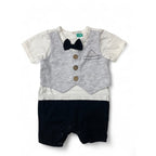 0-3M Grey & Black Bowtie & Waistcoat Romper - Ackermans