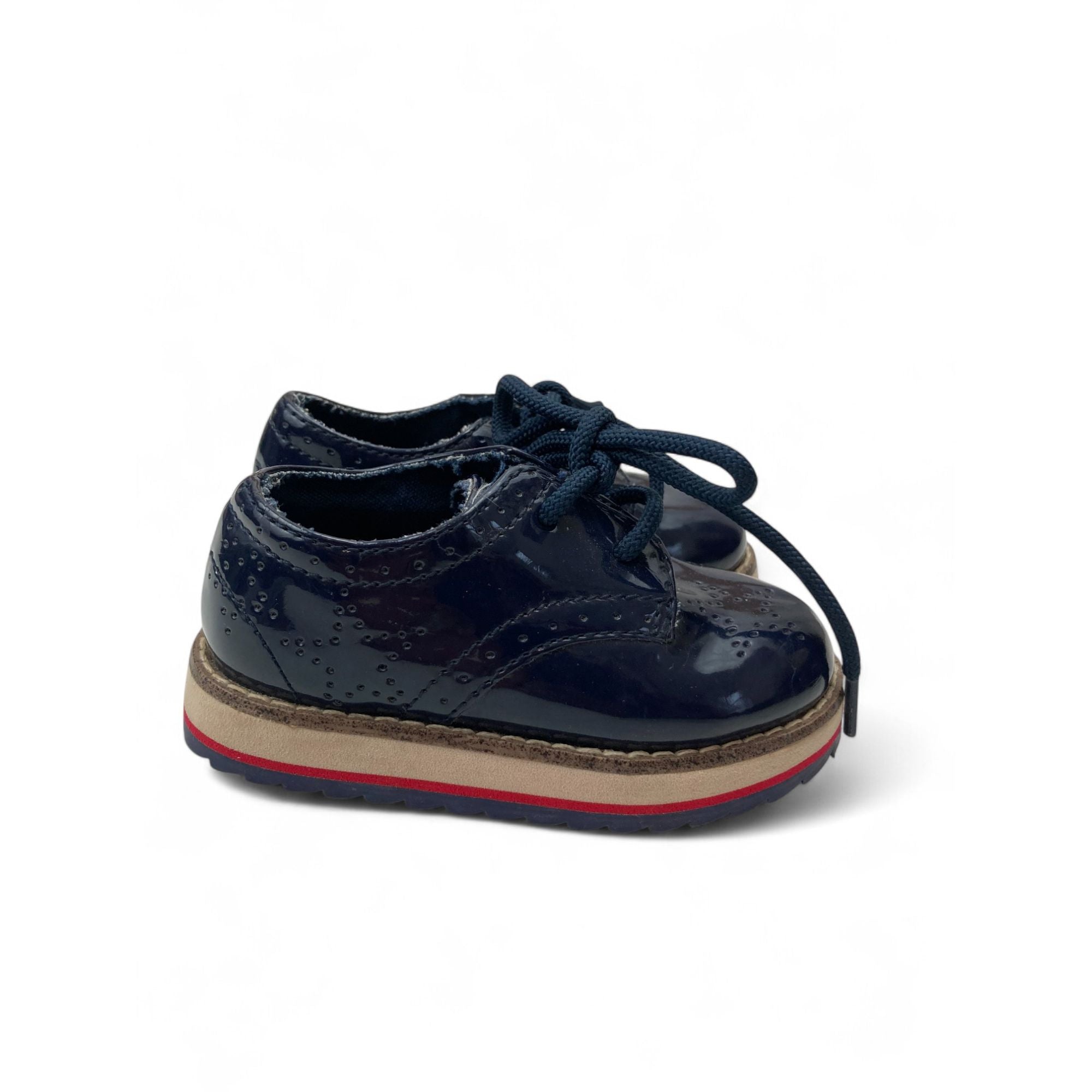 Size EUR 20 - Navy Blue Quilted Patent Pleather Platform Oxfords - Zara