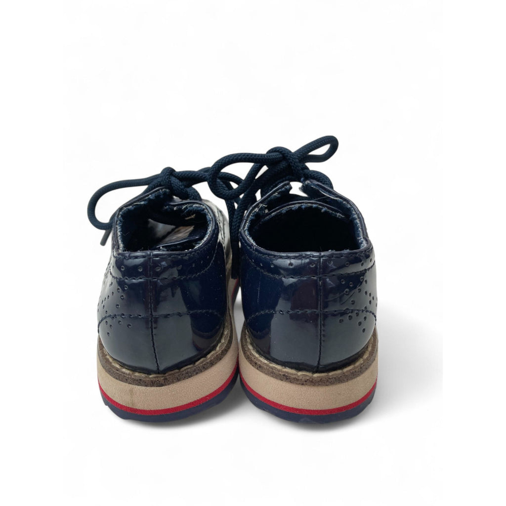 Size EUR 20 - Navy Blue Quilted Patent Pleather Platform Oxfords - Zara