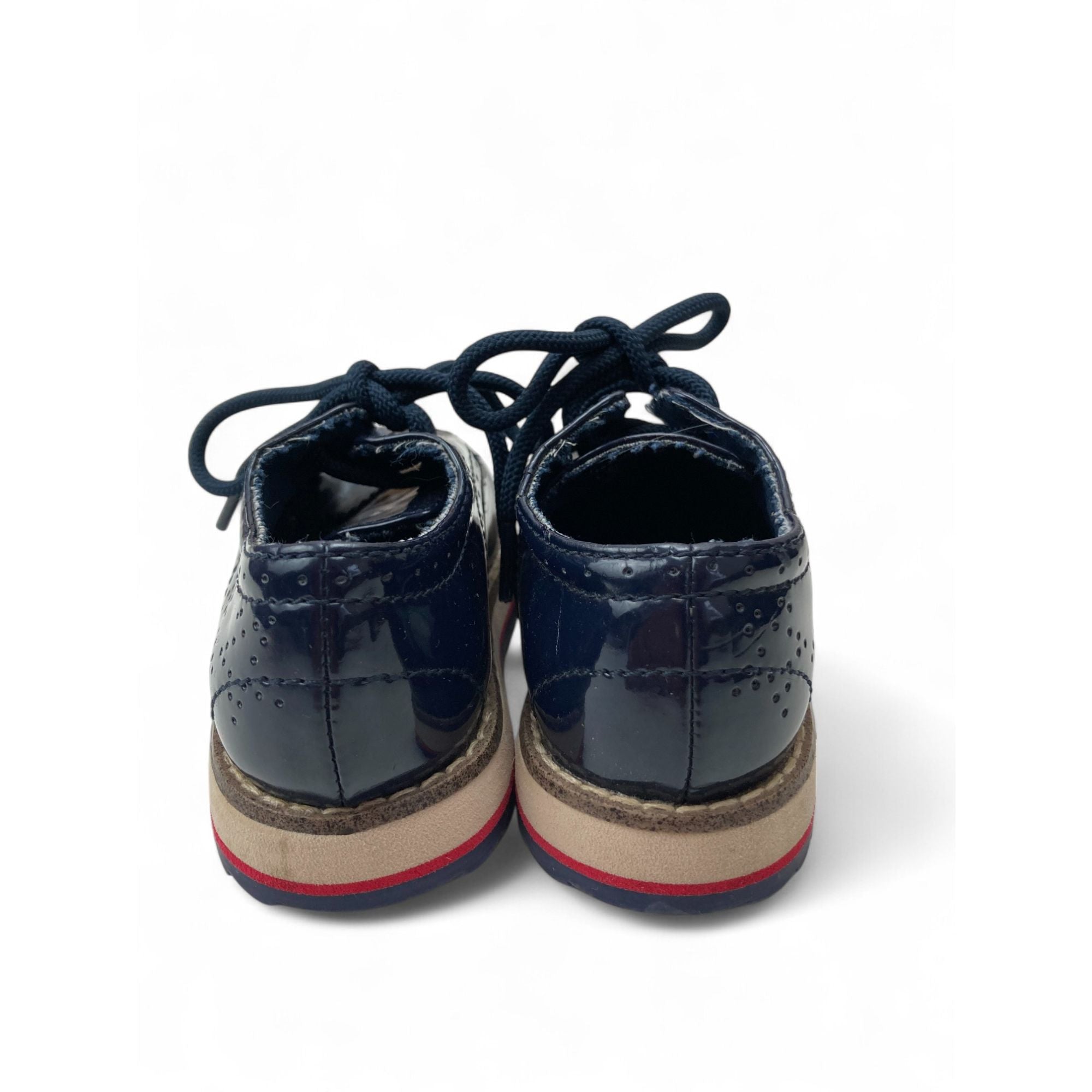 Size EUR 20 - Navy Blue Quilted Patent Pleather Platform Oxfords - Zara
