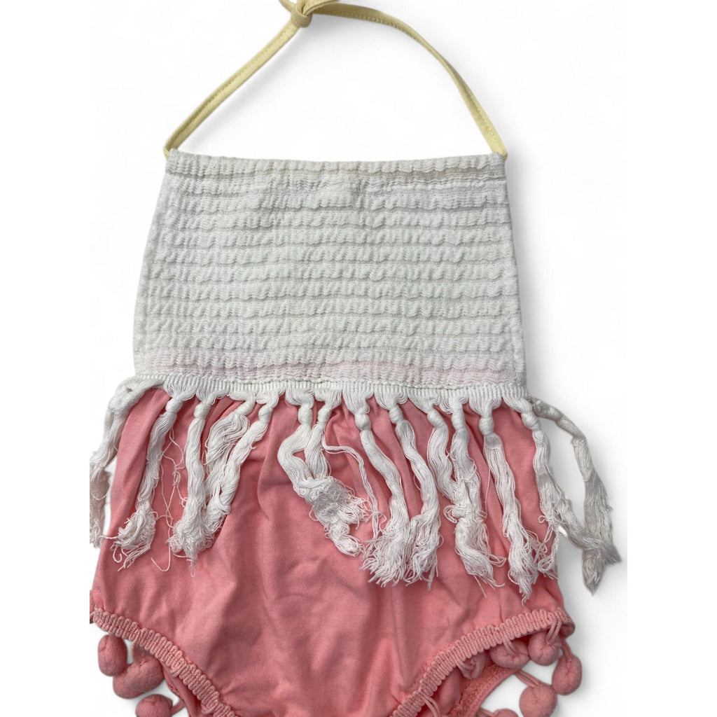9-12M Cream & Pink Halter Romper