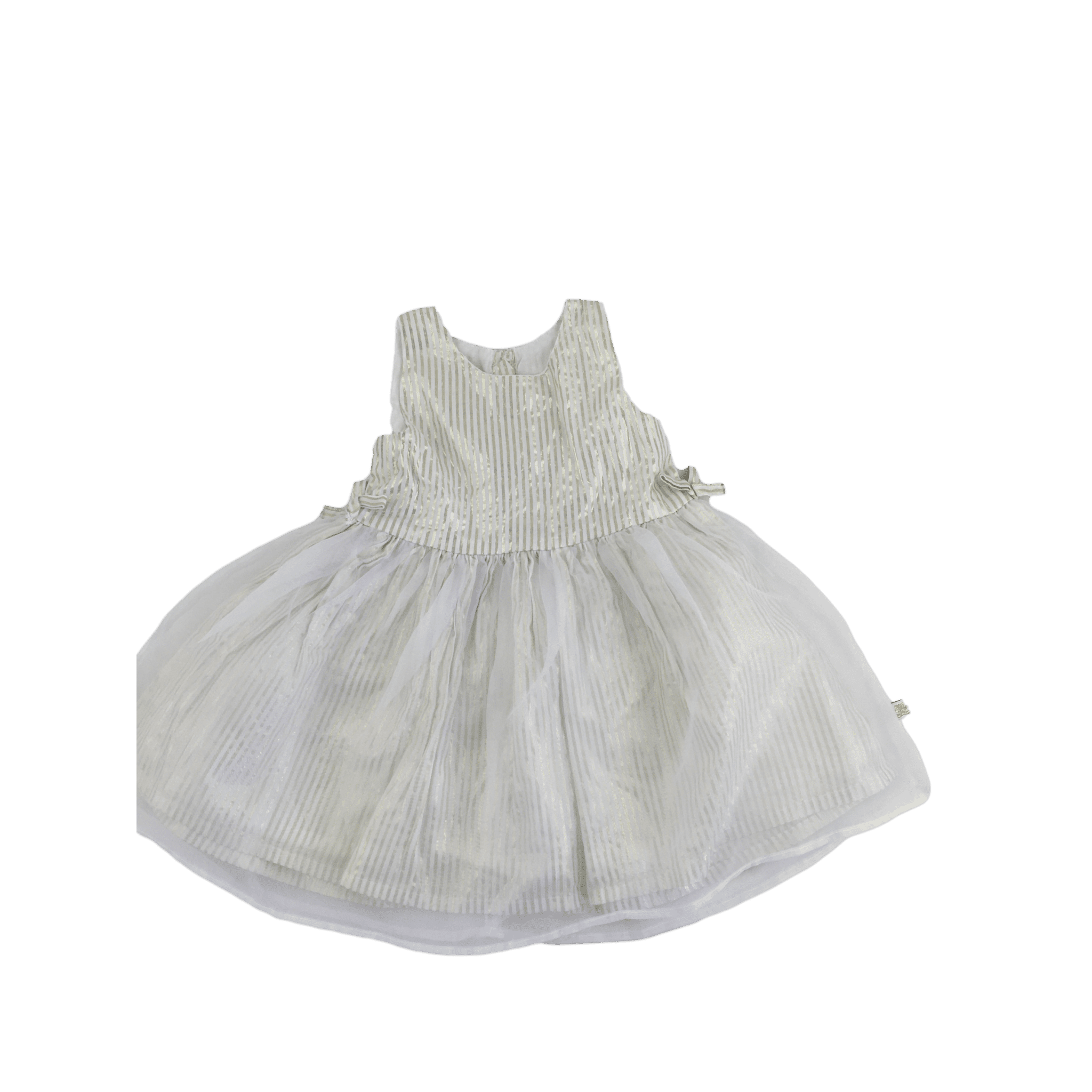 3-6M White & Gold Stripe Organza Dress - Woolworths