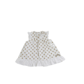 0-3M White & Gold Dotty Frill Sleeve Dress - Naartjie