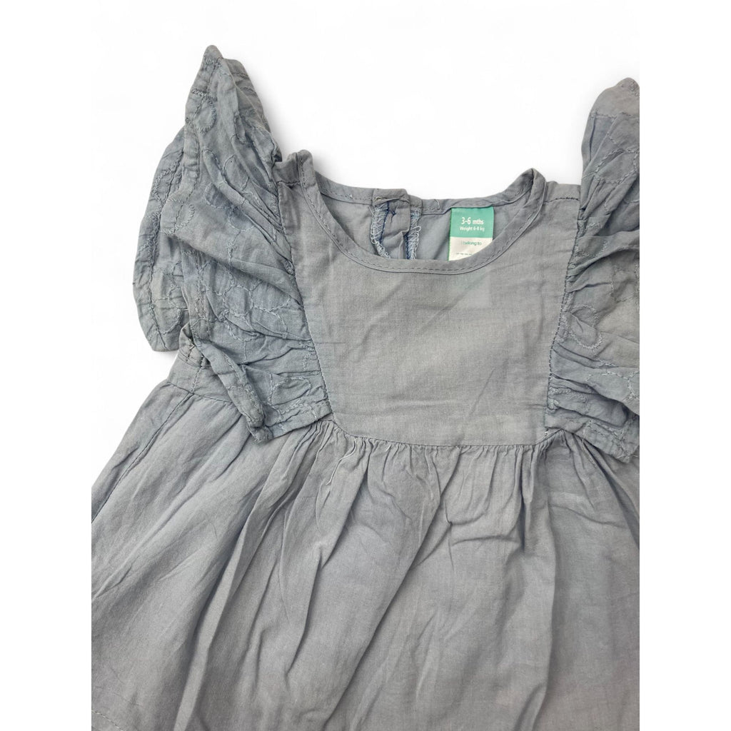 3-6M Light Blue Ruffled Sleeve Blouse - Ackermans