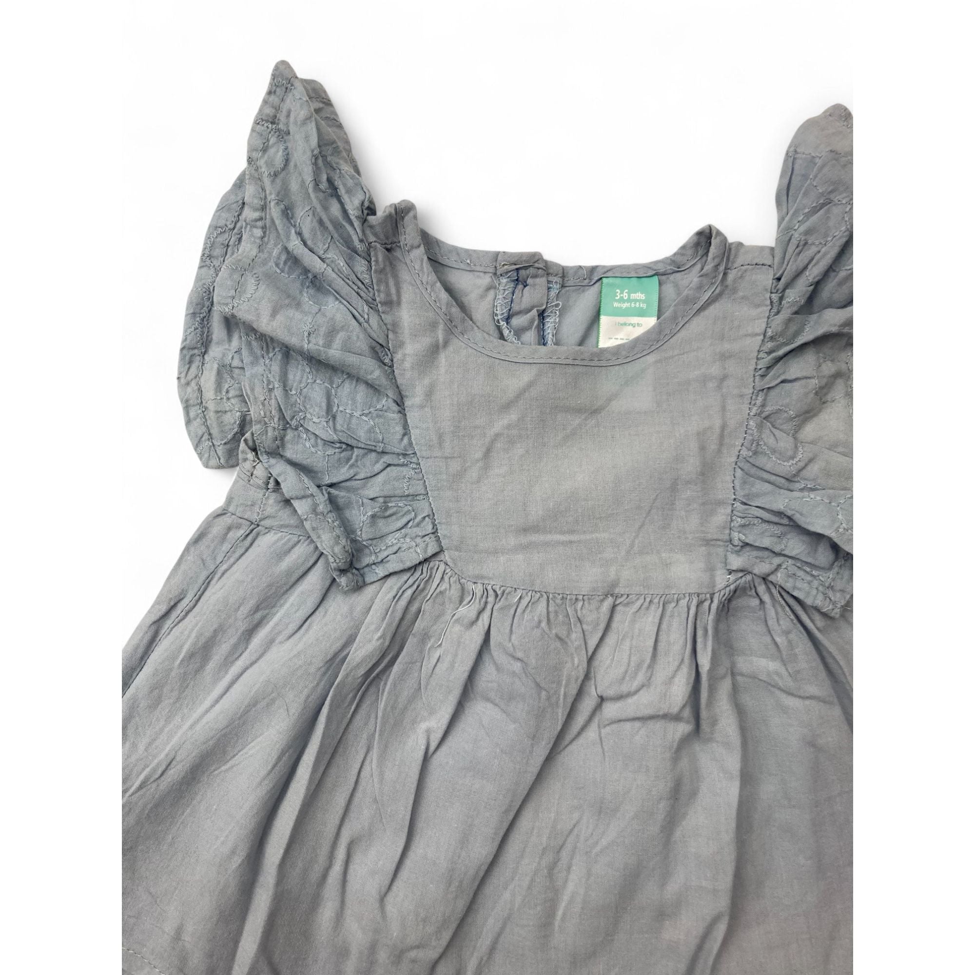 3-6M Light Blue Ruffled Sleeve Blouse - Ackermans