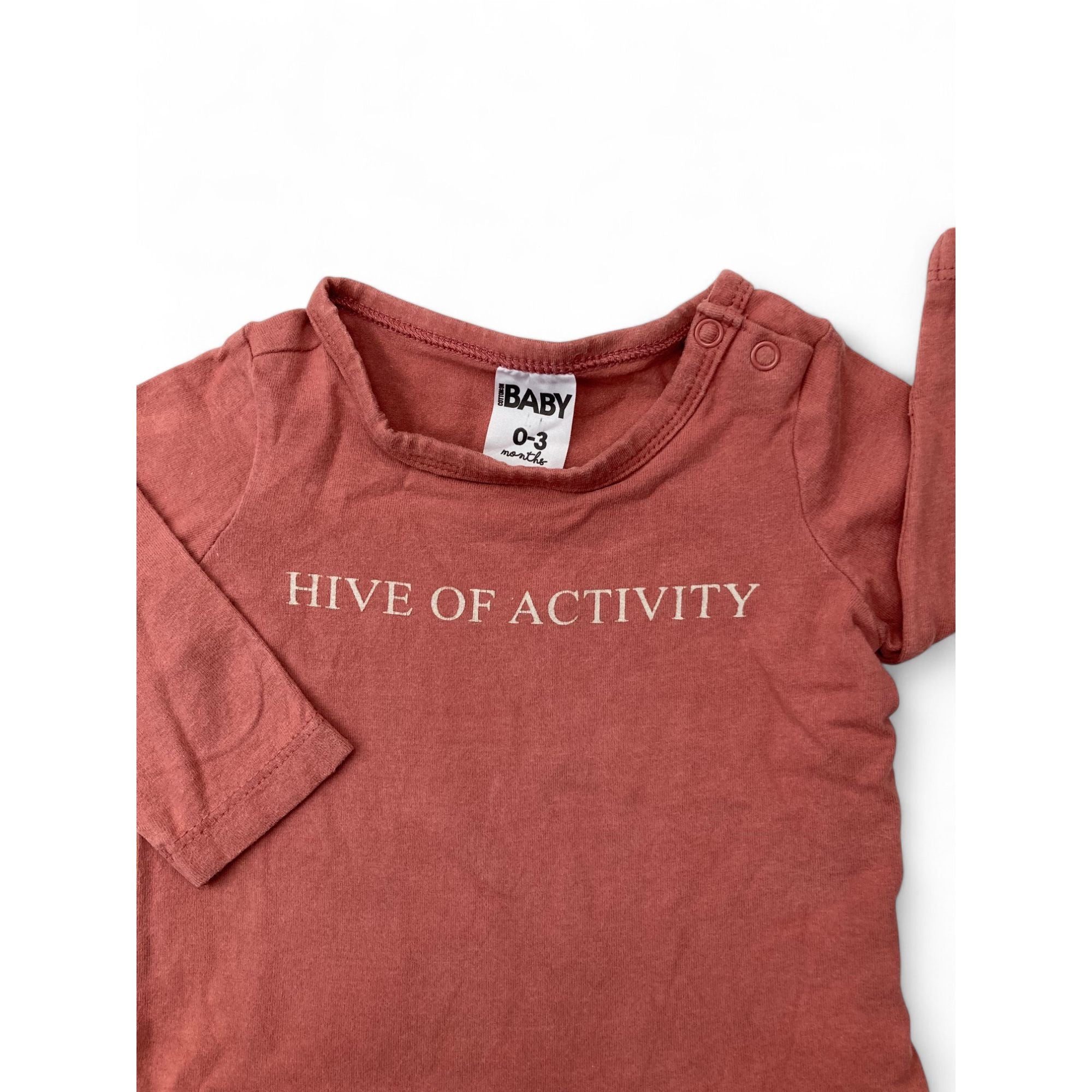 0-3M Dusty Rose "Hive Of Activity" Bodysuit - Cotton On