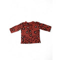 0-1M Brick Red & Black Leopard Print Long Sleeve Top - Prenatal