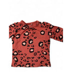 0-1M Brick Red & Black Leopard Print Long Sleeve Top - Prenatal