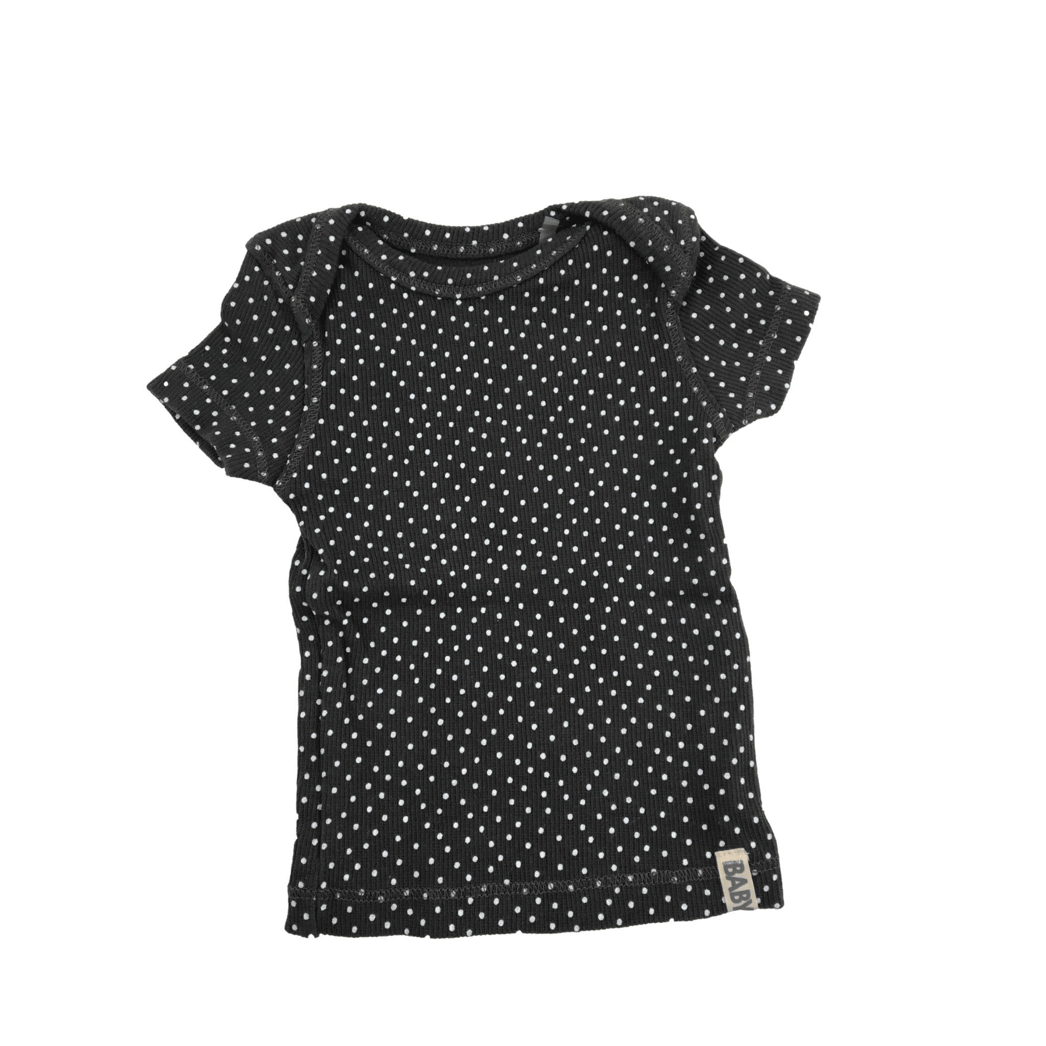 0-3M Grey & White Dotted Ribbed Top - Cotton On