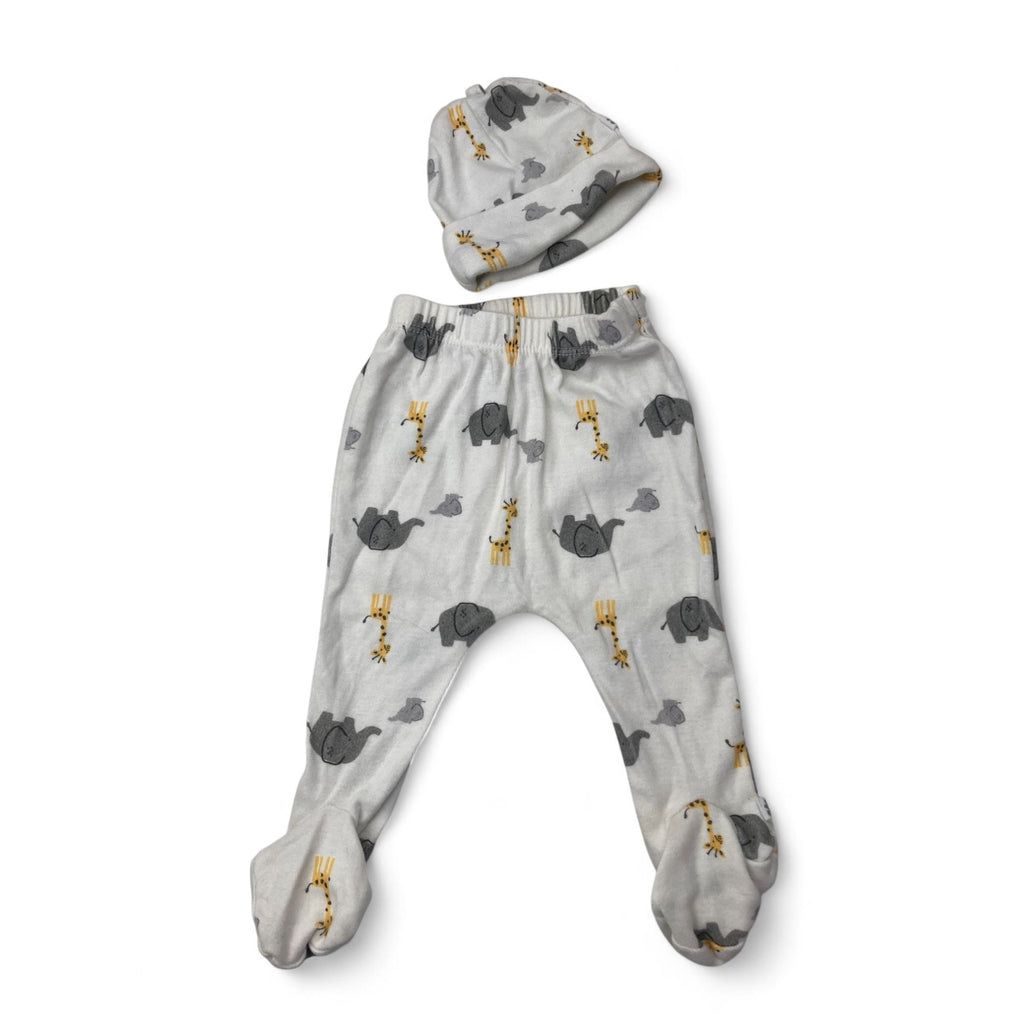 1-3M Cream Animal Footed Leggings & Beanie - Woolworths