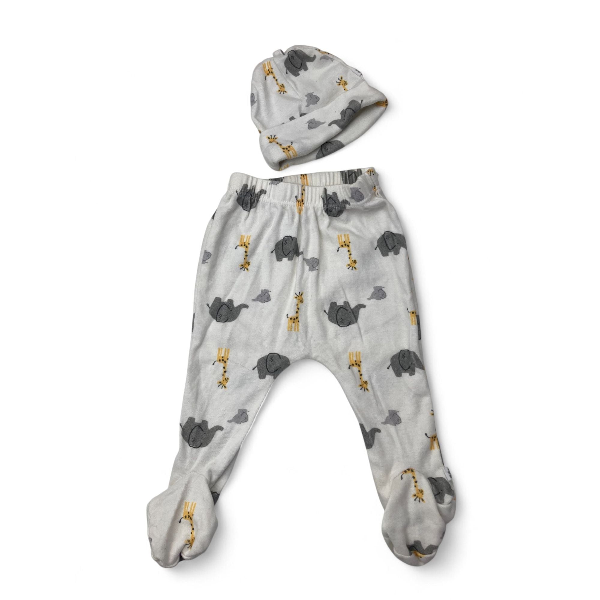 1-3M Cream Animal Footed Leggings & Beanie - Woolworths