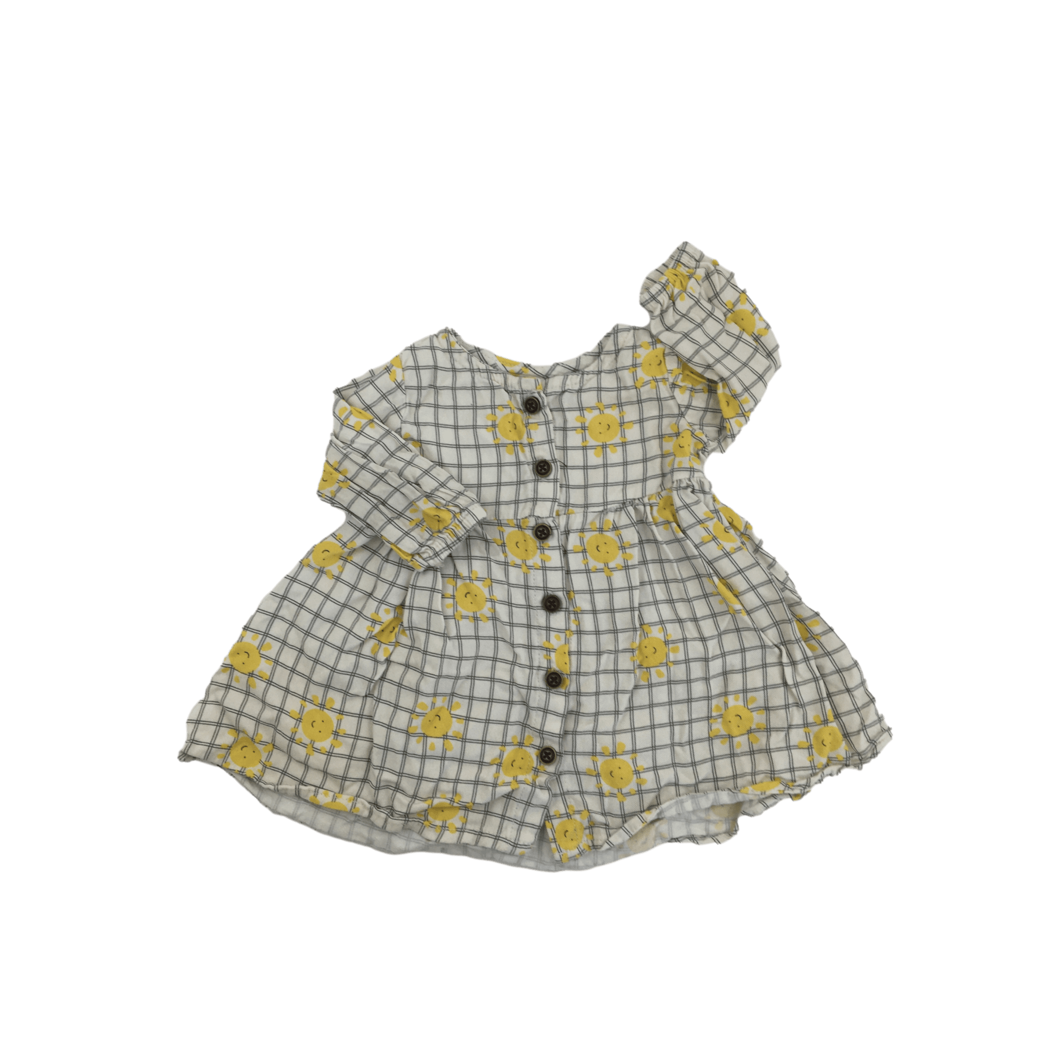 1-3M White & Grey Grid Sun Dress - Clicks