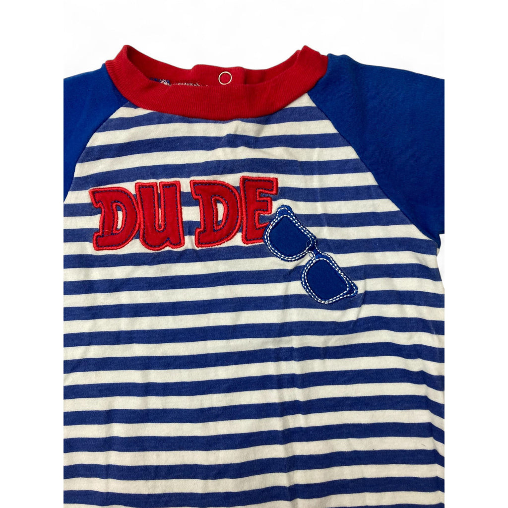 3-6M Blue & Red Stripe Romper - Mother's Choice