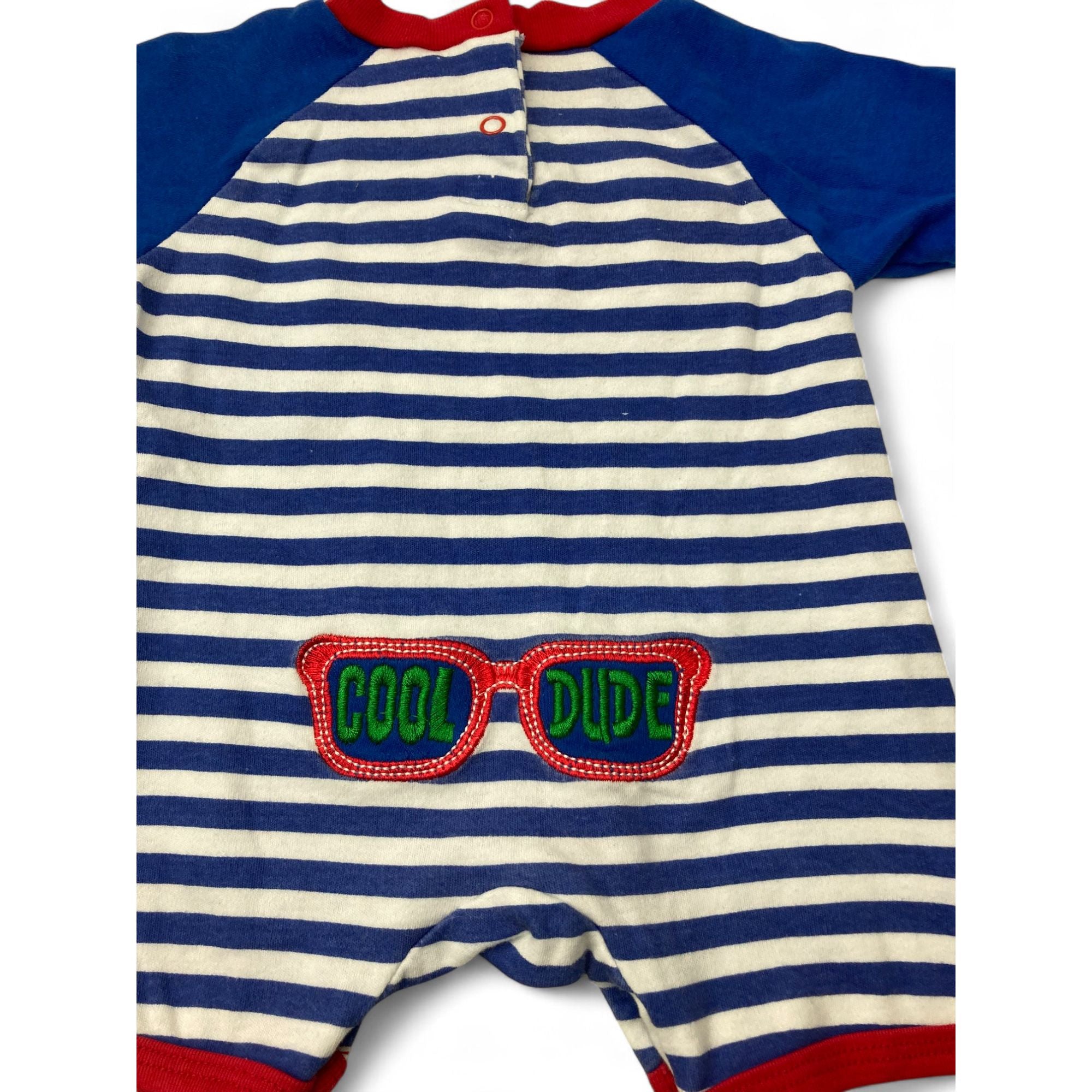 3-6M Blue & Red Stripe Romper - Mother's Choice