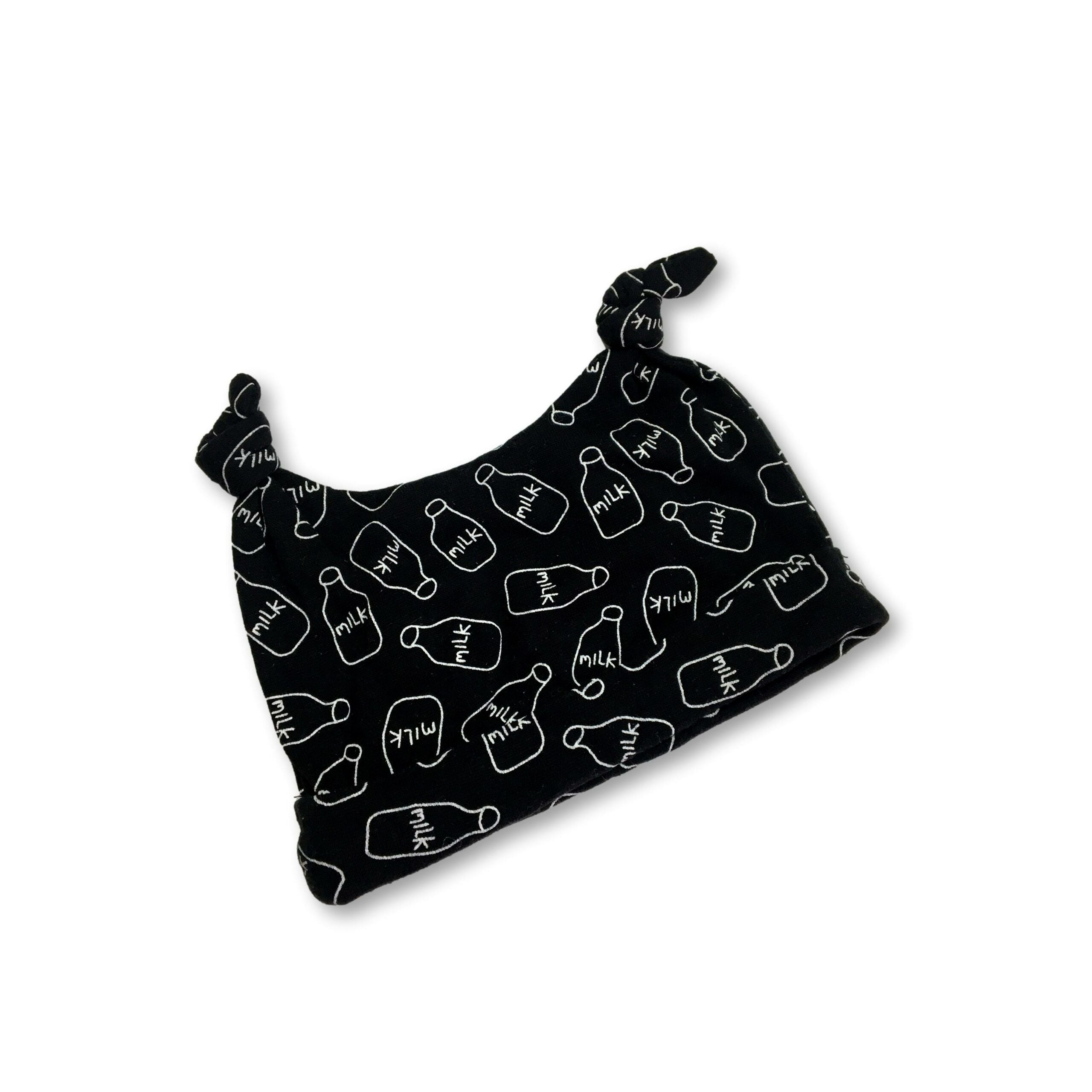 3-6M Black & White Milk Double Knot Beanie - Woolworths