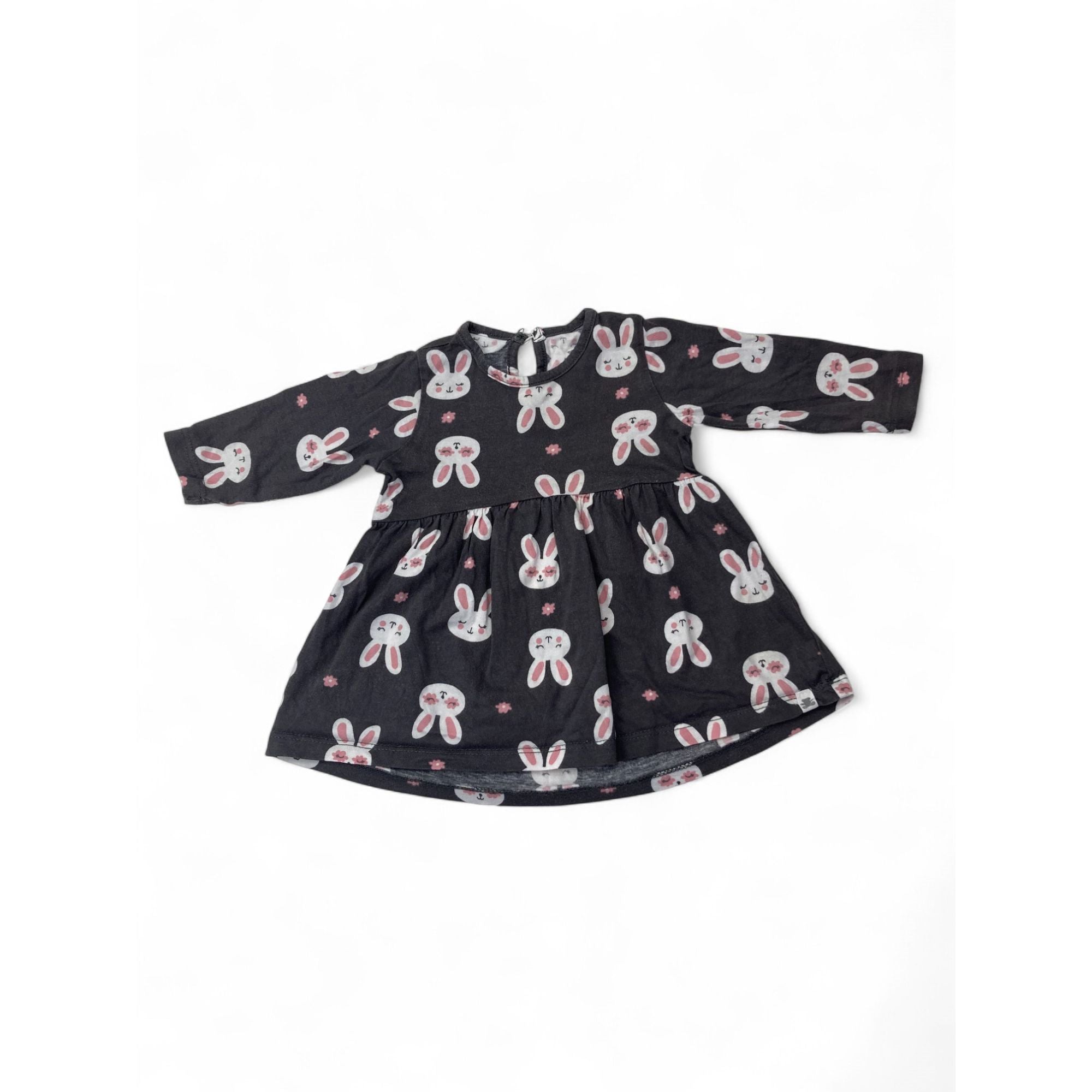 1-3M Grey & White Bunny Long Sleeve Tunic Dress - Woolworths