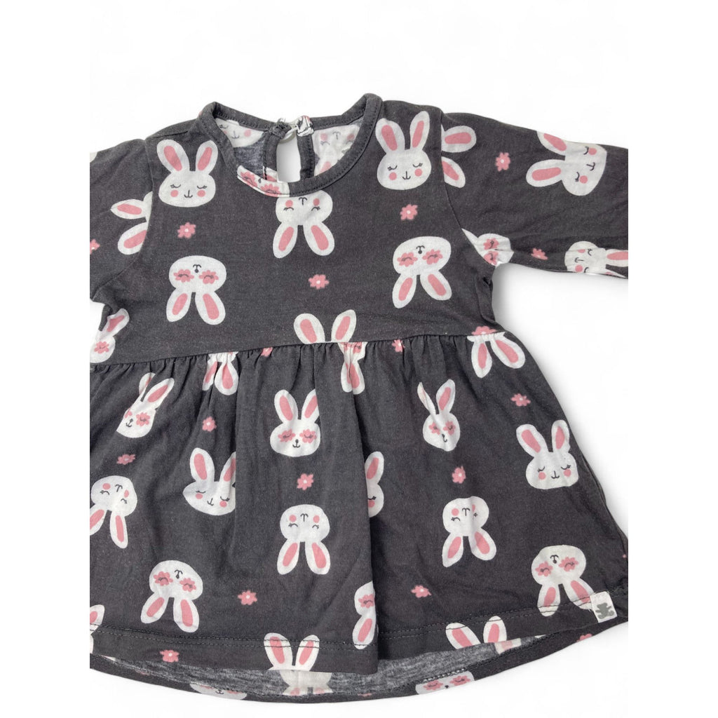 1-3M Grey & White Bunny Long Sleeve Tunic Dress - Woolworths