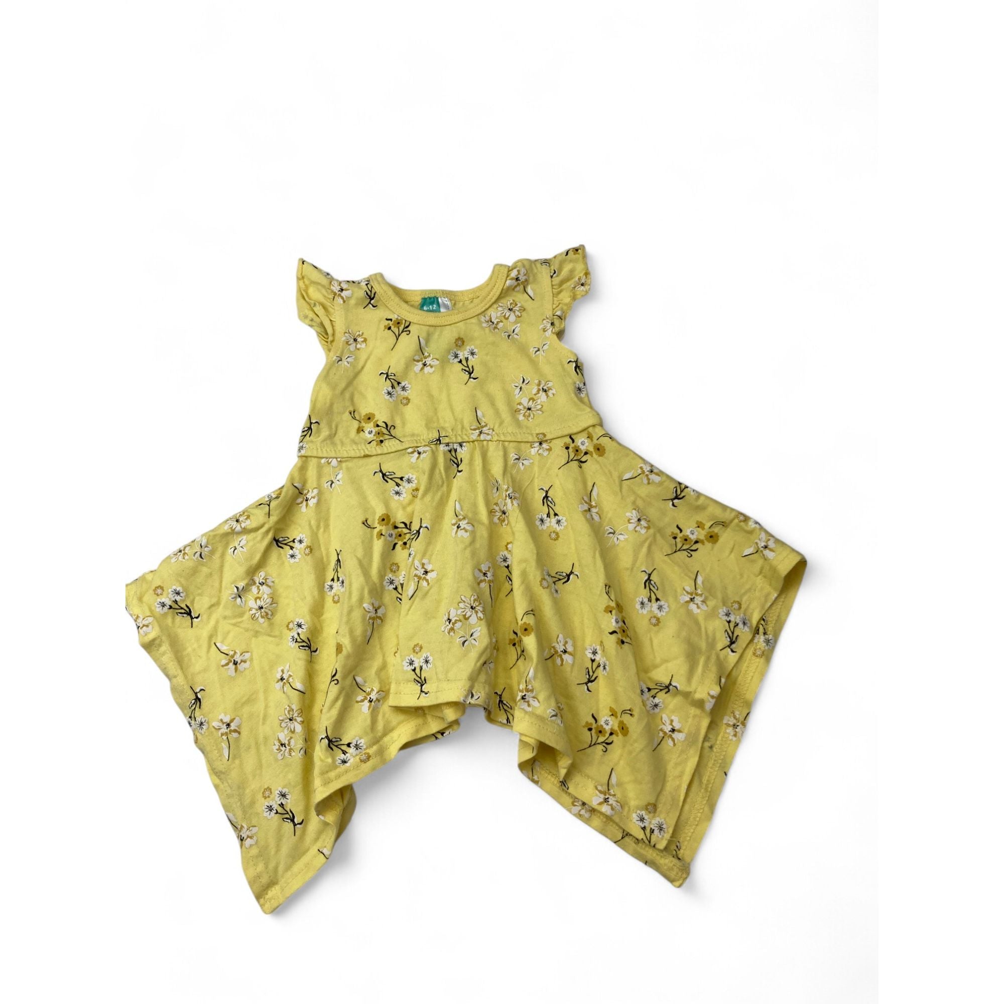 6-12M Light Yellow Floral Handkerchief Tunic Dress