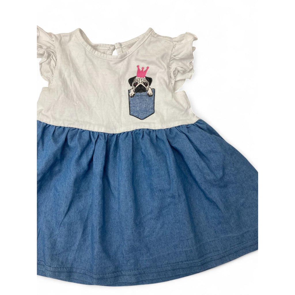 6-9M White & Blue Denim T Shirt Dress - OneTwoThree