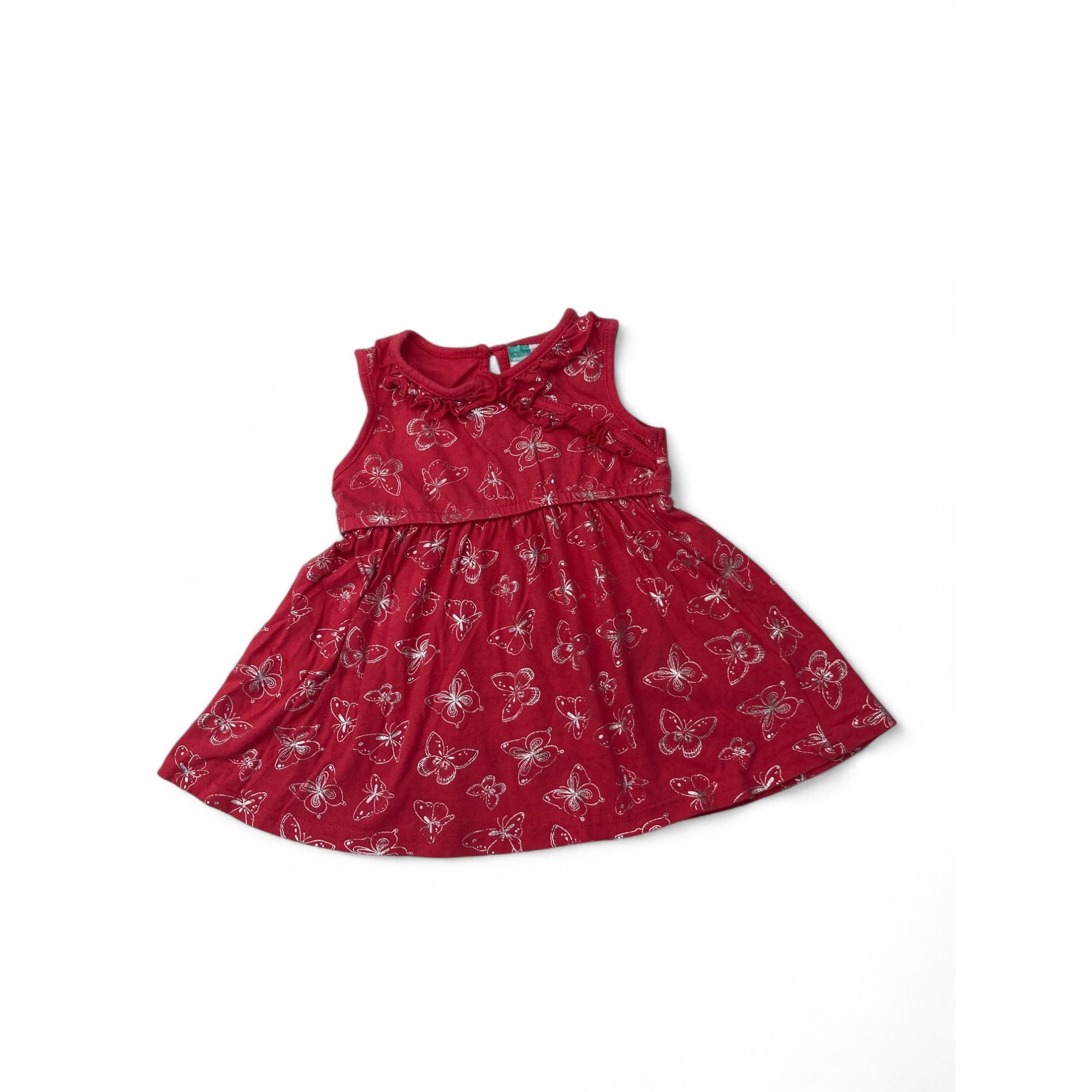 6-12M Red & Silver Foil Butterfly Tunic Dress - Ackermans