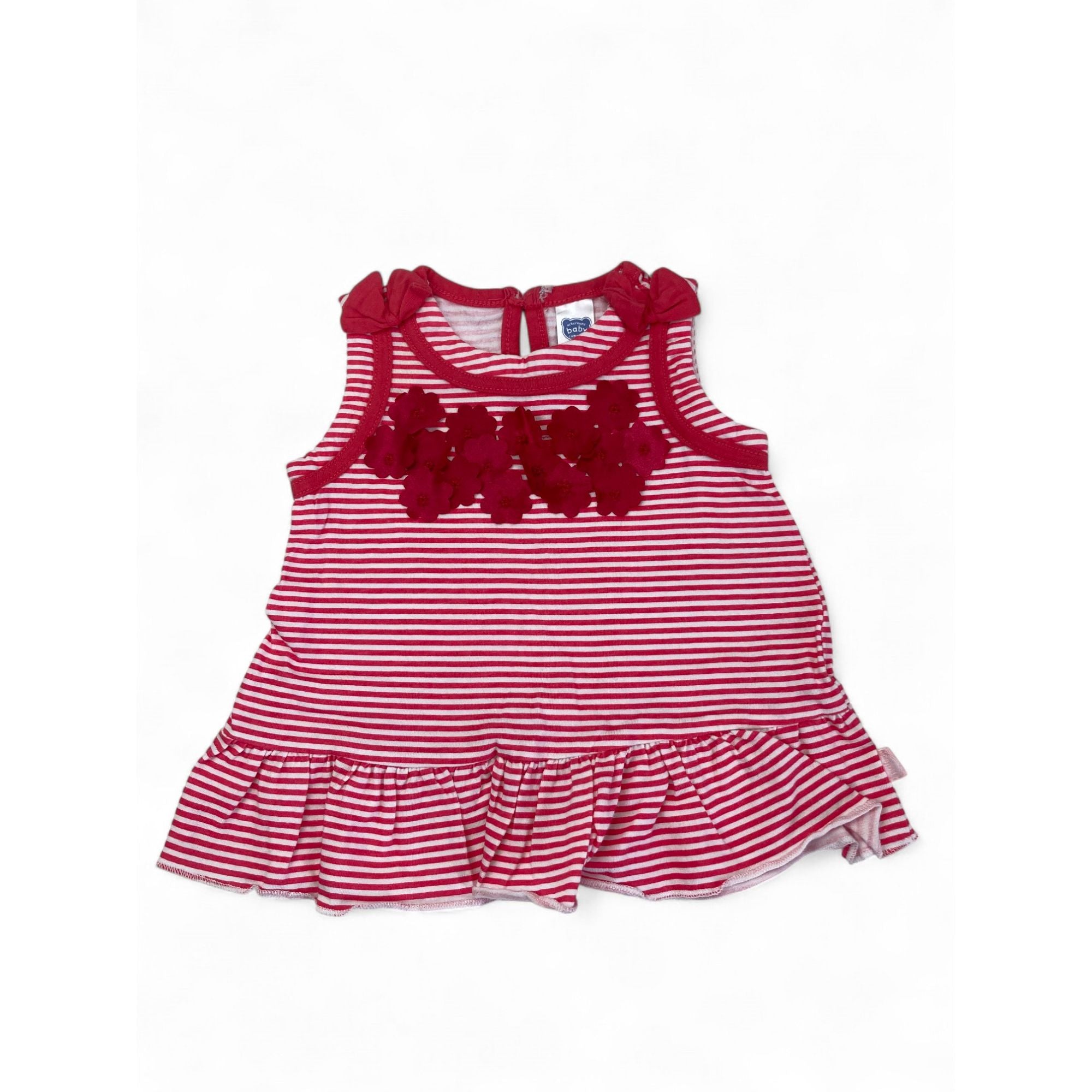 3-6M Red & White Stripe Drop Waist Top - Ackermans