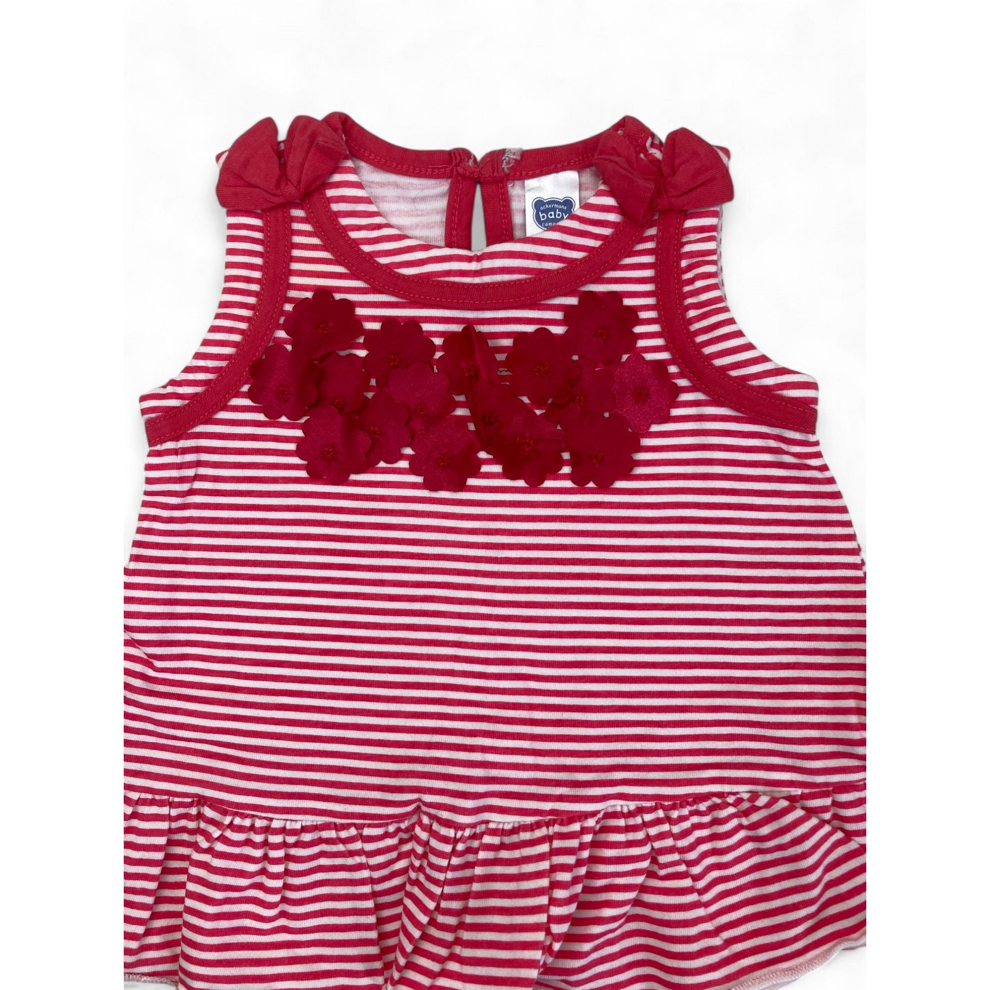 3-6M Red & White Stripe Drop Waist Top - Ackermans